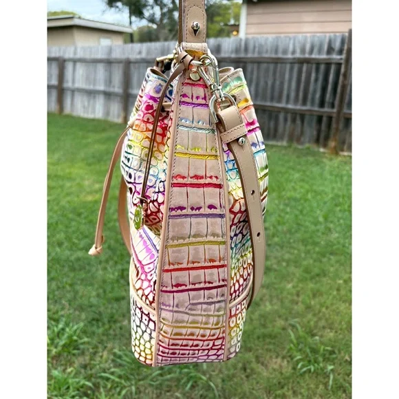 NWT**Brahmin Marlowe -Celebrate Germaine Large Bucket Bag**HTF**Metallic Accents - Picture 4 of 12